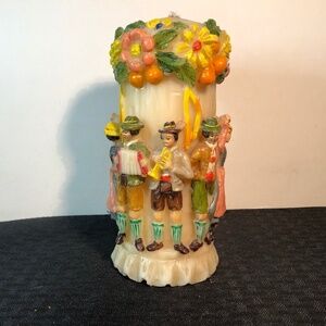 Vintage Large 10” Gunter Kerzen Hand Carved Painted German Candle